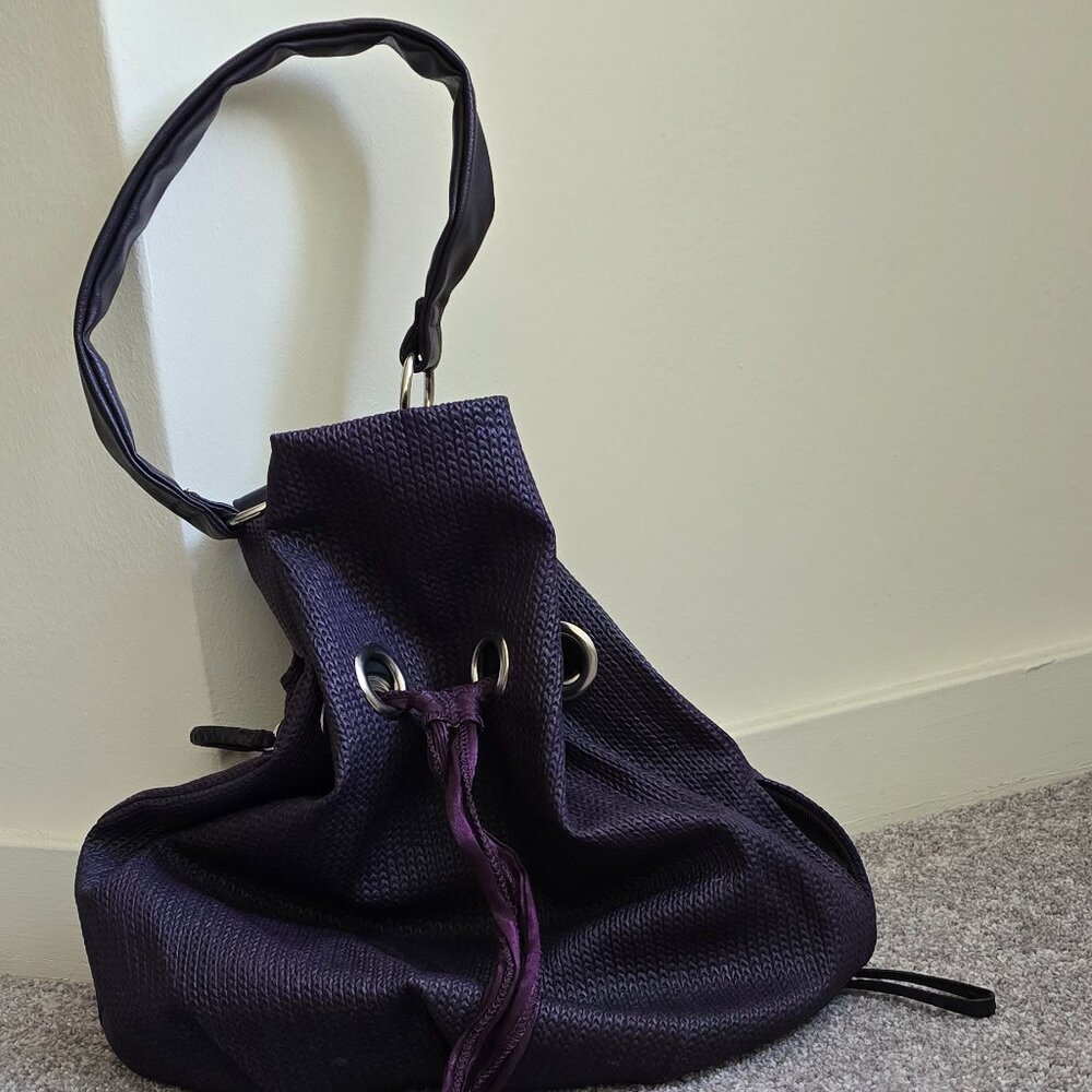 Purple Drawstring Bucket Bag